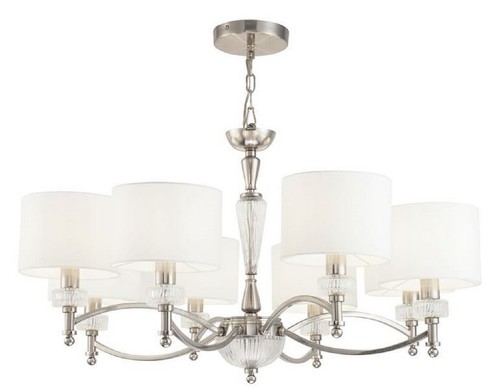 Casa Padrino Kronleuchter Silber / Wei�  82 x H. 46 cm - Prunkvoller Kronleuchter im Neoklassischen Stil