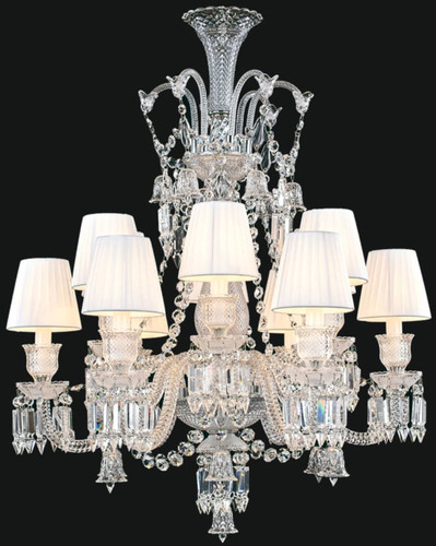 Casa Padrino Luxus Barock Kristallglas Kronleuchter Silber / Wei�  80 x H. 100 cm - Hotel & Restaurant Kronleuchter - Edel & Prunkvoll