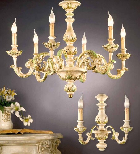 Casa Padrino Barock Kronleuchter Venezianisch Gr�n Gold  85 x H. 65 cm 6-flammig - Handgefertigte Leuchte aus Italien - Barock Leuchten