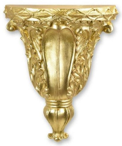 Casa Padrino Barock Kunstharz Wandkonsole Gold 21,1 x H. 25,3 cm - Polyresin Wanddeko Konsole im Barockstil - Barock Deko Accessoires - Barock M�bel - Barock Interior