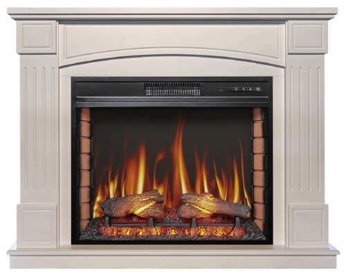 Casa Padrino Barock LED Elektrokamin Wei� 114 x 34 x H. 90,3 cm