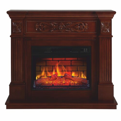 Casa Padrino Barock LED Elektrokamin Dunkelbraun 106,6 x 37 x H. 92,5 cm - Barock M�bel