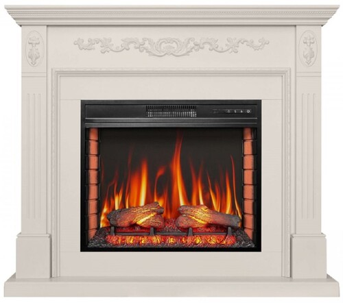 Casa Padrino Barock LED Elektrokamin Wei� 128 x 38 x H. 110,5 cm