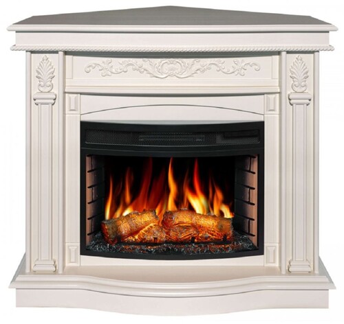 Casa Padrino Barock LED Elektro Eckkamin Wei� 111 x 99,7 x H. 97,5 cm