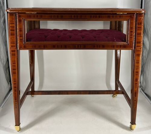 Casa Padrino Barock Ladenvitrine mit aufklappbarem Deckel Braun / Bordeauxrot - Barock M�bel - 1B Ware