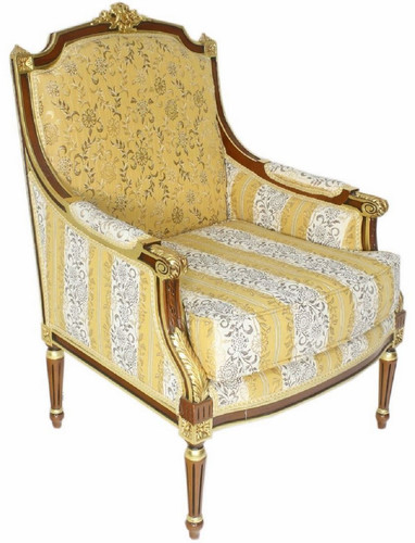 Casa Padrino Barock Lounge Thron Sessel mit elegantem Muster Gold / Wei� / Braun 70 x 70 x H. 100 cm - Barock M�bel