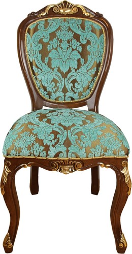 Casa Padrino Barock Luxus Esszimmer Stuhl T�rkis / Braun-Gold Antik Look - Luxus Hotel M�bel - Made in Italy