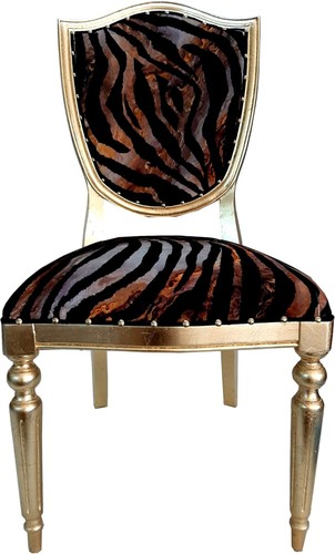 Casa Padrino Art Deco Luxus Esszimmer Stuhl Leopard / Gold - Luxus Hotel M�bel