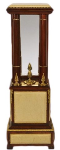 Casa Padrino Barock S�ule Dunkelbraun / Cremefarben / Messing 35 x 25 x H. 110 cm - Barockm�bel