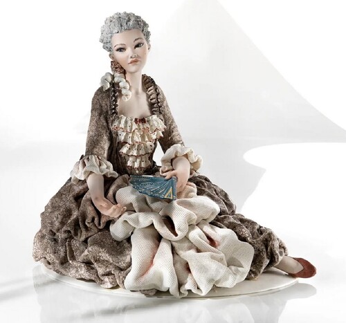 Casa Padrino Barock Porzellan Deko Puppe Dame Bunt H. 40 cm - Made in Italy