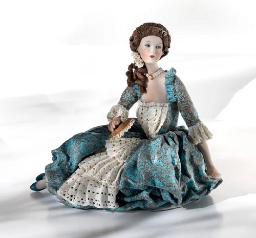 Casa Padrino Barock Porzellan Deko Puppe Dame Bunt H. 26,5 cm - Made in Italy