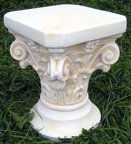 Casa Padrino Barock S�ule Wei� / Beige 31 x 19 x H. 41 cm - Prunkvolle Gartens�ule im Barockstil