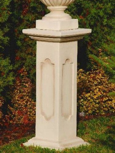 Casa Padrino Barock Sule Sandfarben / Beige 34 x 34 x H. 80 cm - Prunkvolle Gartensule im Barockstil - Gartendeko Stein Sule - Barock Garten & Terrassen Deko Accessoires