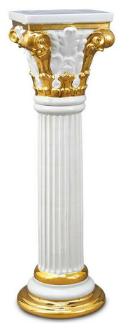 Casa Padrino Barock Keramik S�ule Wei� / Gold 28 x 28 x H. 88 cm - Barockm�bel