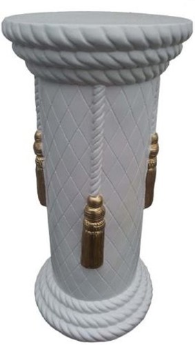 Casa Padrino Barock S�ule Wei� / Gold H. 76 cm - Prunkvolle runde Kunstharz Deko S�ule - Dekorative Accessoires im Barockstil