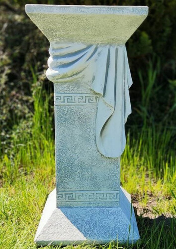 Casa Padrino Barock S�ule Grau 30 x 30 x H. 66 cm - Prunkvolle Gartens�ule im Barockstil - Quadratische Gartendeko Stein S�ule - Barock Garten & Terrassen Deko Accessoires