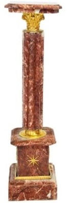 Casa Padrino Barock S�ule Rot / Gold H. 100 cm - Prunkvolle Marmor S�ule im Barockstil - Barock Deko Accessoires