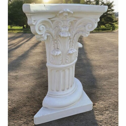 Casa Padrino Barock S�ule Wei� H. 78 cm - Prunkvolle Garten & Terrassen Deko