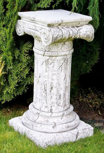 Casa Padrino Barock S�ule Antik Wei� 36 x 36 x H. 70 cm - Prunkvolle Gartens�ule im Barockstil - Gartendeko Stein S�ule - Barock Garten & Terrassen Deko Accessoires