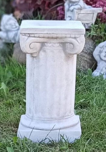 Casa Padrino Barock S�ule Wei� / Grau 17 x 17 x H. 32 cm - Prunkvolle Gartens�ule im Barockstil - Gartendeko Stein S�ule - Barock Garten & Terrassen Deko Accessoires