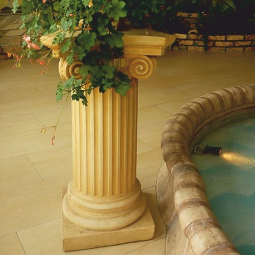 Casa Padrino Barock S�ule Gelb H. 81 cm - Prunkvolle Garten & Terrassen Deko