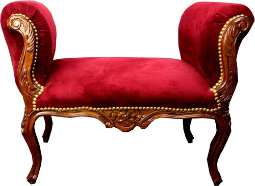 Casa Padrino Barock Schemel Hocker Bordeaux / Braun - Sitzbank M�bel