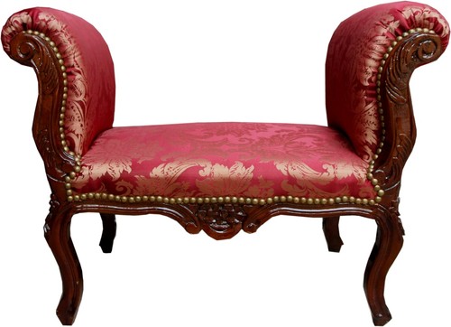 Casa Padrino Barock Schemel Hocker Bordeaux Muster / Braun - Sitzbank M�bel