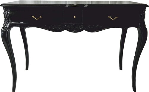 Casa Padrino Barock Sekret�r mit 3 Schubladen Schwarz / Messing - Barock B�ro M�bel