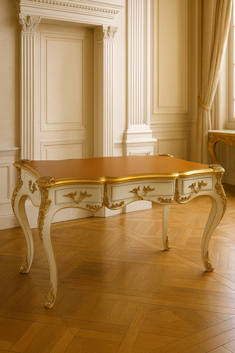 Casa Padrino Barock Sekret�r mit 3 Schubladen Wei� / Gold / Braun - Barock B�ro M�bel