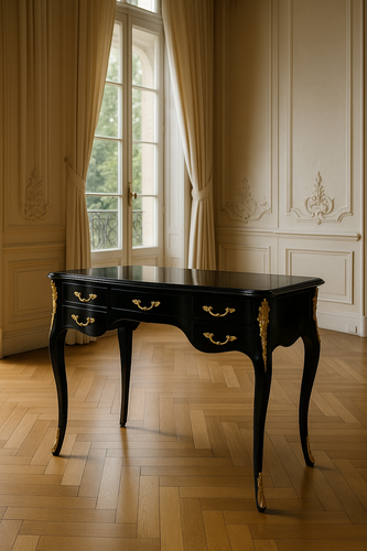 Casa Padrino Barock Sekret�r mit 5 Schubladen Schwarz / Gold - Barock B�ro M�bel