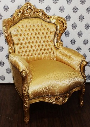 Casa Padrino Barock Sessel King Gold Muster / Gold - M�bel Antik Stil