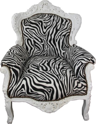 Casa Padrino Barock Sessel King Zebra / Wei� - Antik Stil M�bel Schwarz Wei�