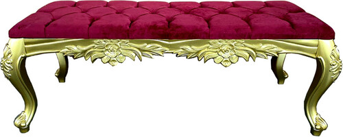 Casa Padrino Barock Sitzbank Bordeauxrot / Gold - Handgefertigte Bank im Barockstil - Barock M�bel