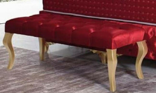 Casa Padrino Barock Sitzbank Rot / Gold - Gepolsterte Massivholz Bank mit edlem Samtstoff - Handgefertigte Barock M�bel - Edel & Prunkvoll