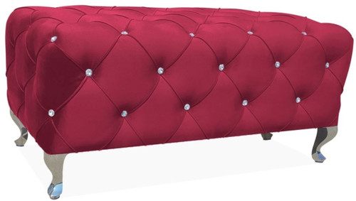 Casa Padrino Barock Sitzbank 100 x 50 x H. 46 cm - Verschiedene Farben - Gepolsterte Bank mit Glitzersteinen und Edelstahl Beinen - Barock M�bel