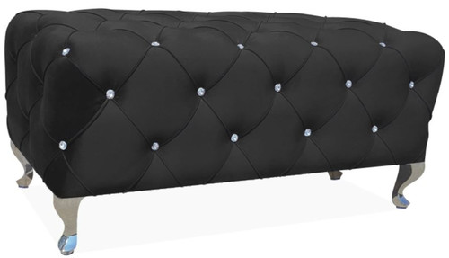 Casa Padrino Barock Sitzbank 100 x 50 x H. 46 cm - Verschiedene Farben - Gepolsterte Bank mit Glitzersteinen und Edelstahl Beinen - Barock M�bel 