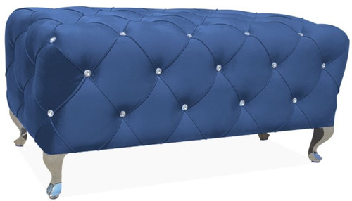 Casa Padrino Barock Sitzbank 100 x 50 x H. 46 cm - Verschiedene Farben - Gepolsterte Bank mit Glitzersteinen und Edelstahl Beinen - Barock M�bel 