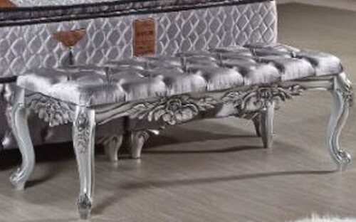 Casa Padrino Barock Samt Sitzbank Silber - Prunkvolle Barock M�bel