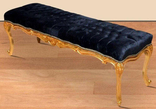 Casa Padrino Barock Sitzbank Schwarz / Gold - Handgefertigte Antik Stil Bank - Prunkvolle Barock M�bel