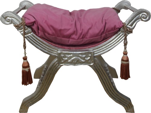 Casa Padrino Barock Sitzhocker - Kreuzhocker Rosa / Silber - M�bel 