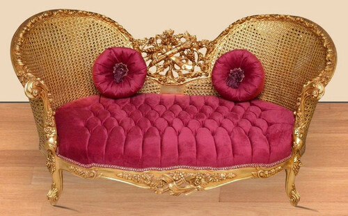 Casa Padrino Barock Sofa Bordeauxrot / Gold - Handgefertigtes Wohnzimmer Sofa im Barockstil - Prunkvolle Barock Wohnzimmer M�bel