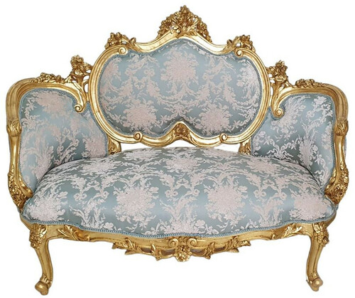 Casa Padrino Barock Sofa T�rkis / Rosa / Gold - Handgefertigtes Wohnzimmer Sofa im Barockstil - Wohnzimmer M�bel im Barockstil - Antik Stil M�bel - Prunkvolle Barock M�bel - Barock Einrichtung