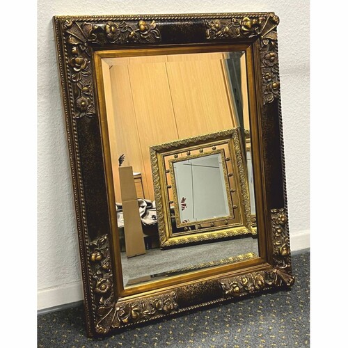 Casa Padrino Barock Spiegel Schwarz / Antik Gold H. 94 cm - Barockstil M�bel