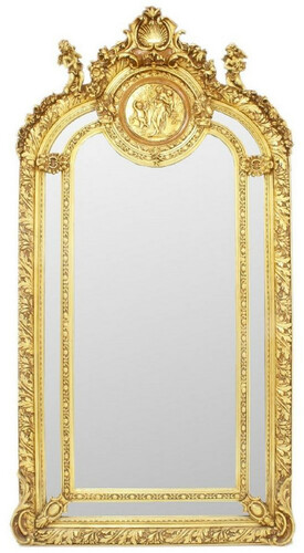 Casa Padrino Barock Spiegel Gold 105 x H. 210 cm - Prunkvoller Wandspiegel im Barockstil - Antik Stil Garderoben Spiegel - Wohnzimmer Spiegel - Barock M�bel