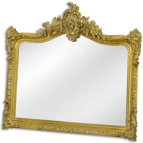 Casa Padrino Barock Spiegel Gold 111 x H. 103 cm - Garderoben Spiegel - Wohnzimmer Spiegel - Prunkvoller Wandspiegel im Barockstil