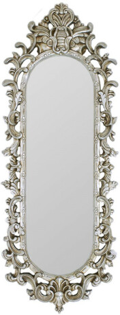 Casa Padrino Barock Spiegel Silber 40 x H. 130 cm - Prunkvoller Wandspiegel im Barockstil - Antik Stil Garderoben Spiegel - Wohnzimmer Spiegel - Barock M�bel