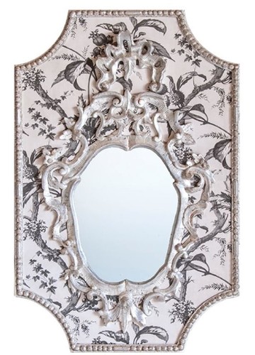 Casa Padrino Barock Spiegel Grau / Wei� / Antik Wei� 65 x H. 99 cm - Barock Wandspiegel mit Pflanzen Design 