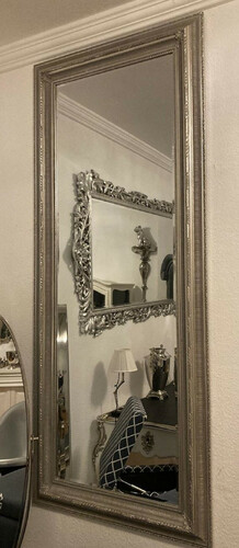 Casa Padrino Barock Spiegel Silber - Rechteckiger Wandspiegel im Barockstil - Handgefertigter Barock Garderoben Spiegel - Barock M�bel - Barock Interior - Edel & Prunkvoll