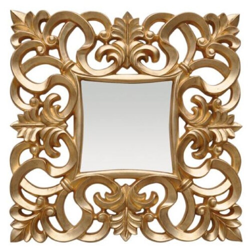 Casa Padrino Barock Spiegel Gold 76 x H. 76 cm - Quadratischer Wandspiegel im Barockstil - Prunkvoller Antik Stil Garderoben Spiegel - Barock Interior - Barock M�bel