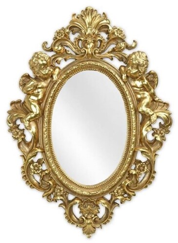 Casa Padrino Barock Spiegel Gold 35,1 x H. 48,8 cm - Antik Stil Wandspiegel - Wohnzimmer Spiegel - Garderoben Spiegel - Barock M�bel